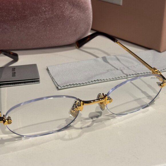 Miu Miu Rimless Gold Minimalist Eyeglasses Luxury Designer Frame main image 5